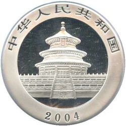 CHINA: 2004, 10 Yuan Panda, Silberunze, in orig. Kapsel in Folie ...