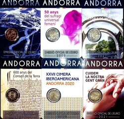 2019/2021, 6x 2 Euro Sondermünzen in orig. Blisterkarte, Erh. ...