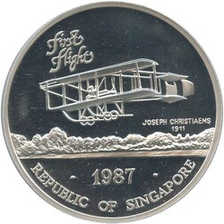 SINGAPUR: 1987, 5 Unzen Silber, Motiv "First Flight Joseph ...