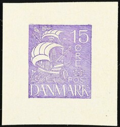 1927. PROOF for the Caravel-issue. 15 øre in purple colour. Very ...