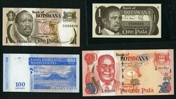Botswana, Gambia and Ghana 7 banknotes AUNC or unc