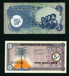 Biafra 2 banknotes AUNC