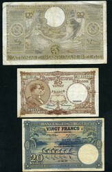 Belgium 8 banknotes and Belgian Congo two notes average to VF