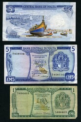 Malta 5 banknotes incl. ë5 (2x) average to VF