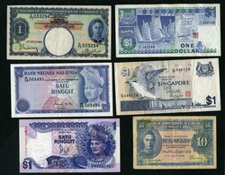 Brunei, Singapore and Malaya 14 banknotes VF to AUNC