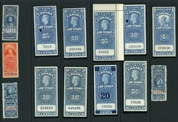 Canada and Terr. incl. Quebec fiscal stamps (un)used (ca.270 ex.)