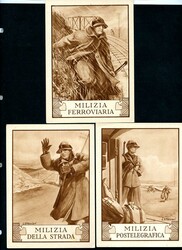 Italië 7 ongebruikte geïllustreerde p.w.s. "Milizia"