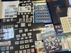 FÄRÖER - Karton mit zahlreichen ** Marken u. Blocks auf Blättern, ...