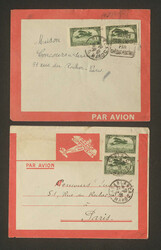 MAROKKO - 6 alte Luftpostbriefe mit bunten Frankaturen, teils rote ...