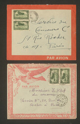 MAROKKO - 6 alte Luftpostbriefe mit bunten Frankaturen, teils rote ...