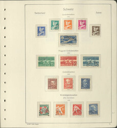 SCHWEIZ - 1930/50, **/# Slg. auf Vordruckblättern, weitgehend kpl., ...