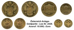 ÖSTERREICH - 8 Anlage-Goldmünzen mit 1 Dukaten (2), 4 Dukaten (2), ...