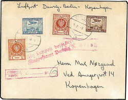1925, 5.XI. Warschau - Danzig - Berlin - Kopenhagen, bunt frankierter ...