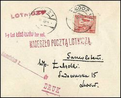 1927, 2.IX. Lodz - Lwow/Lemberg, 30 Gr. Flugpost auf Flugpostbrief ab ...