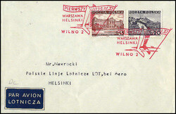 1937, 29.IV. Vilnius - Helsinki, Flugpostbrief mit rotem SST nach ...