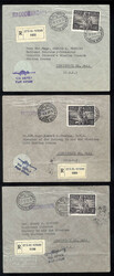 250 L. Flugpost 1948, 3 Luftpost-Einschreibe-Briefe aus Korrespondenz ...