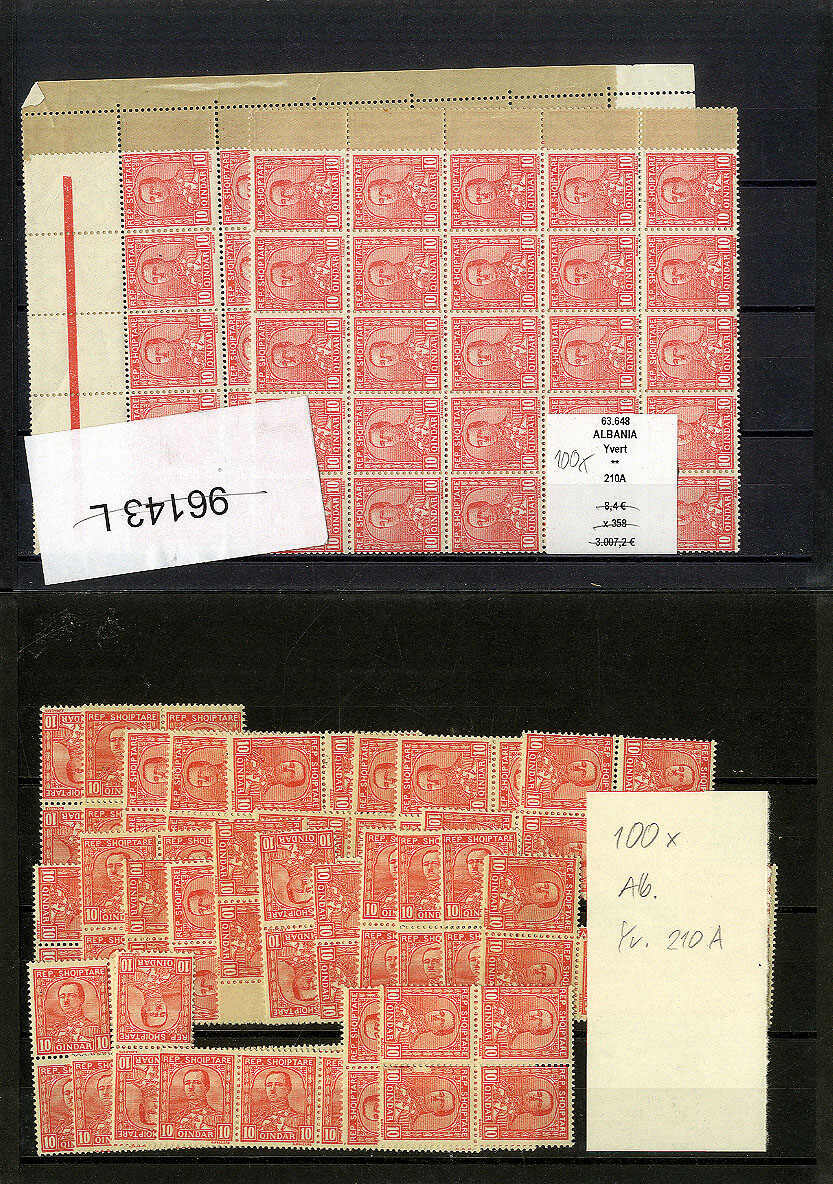 10 Q. rot, nicht verausgabte Marke ohne Überdruck (Yvert Nr. 210A), ...