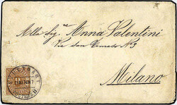 9 Kr. braun 1869 als EF auf Auslandsbrief von "Stuttgart 15.11.74" ...