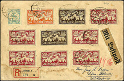 Flugpost 1923, hierbei 500 M. rot mit 8 Exemplaren vs. u. rs. auf ...