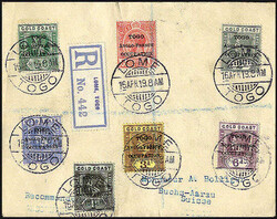 1/2 P. - 1 S. Freimarken 1915, Ausgaben der Goldküste mit Überdruck ...