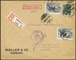 20 Mk. Pflüger 1921, 2 Werte mit kopfstehendem Unterdruck, zusammen ...