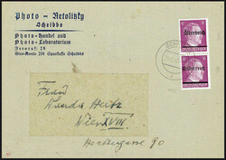 Scheibbs, 6 Pfg. Hitler im senkrechten Typenpaar, hierbei oberer Wert ...