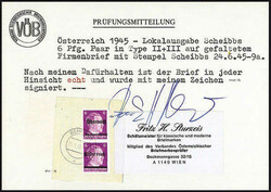 Scheibbs, 6 Pfg. Hitler im senkrechten Typenpaar, hierbei oberer Wert ...