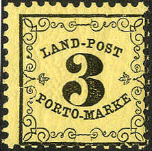 3 Kr. auf dunkelgelb mit 2 markanten PF, tadellos **. Kurzfotobefund ...