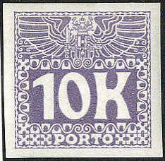 5 u. 10 K. Freimarken 1911 dunkelviolettgrau breitrandig ungezähnt, ...