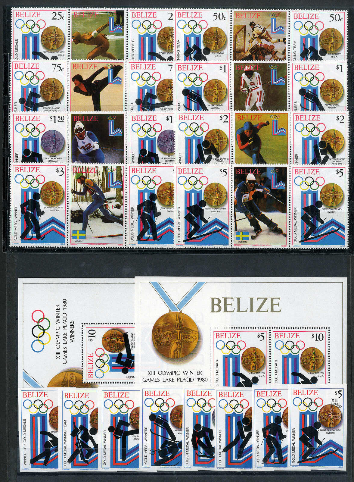 Sieger der Olympischen Winterspiele Lake Placid 1980 gezähnt im ...