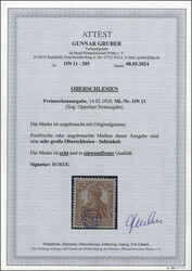 35 Pfg. Germania 1920 mit originalem, echtem Handstempel-Überdruck ...