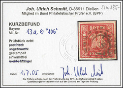 18 Kr. rot, farbfrisch, allseits breit gerandet, sauber # mit oMR ...