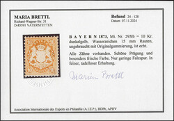 10 Kr. dunkelgelb, besonders farbfrisch mit schöner Prägung ...