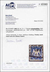 7 Kr. preussischblau allseits breitrandig, sehr farbfrisch in ...