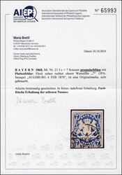 7 Kr. preussischblau mit PFI "Fleck neben rechter oberer Wertziffer" ...