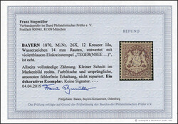 12 Kr. lila, 1870, schönes, farbfrisch gut zentriert bzw. gezähnt ...