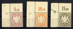 1/5 Mk. Wappen 1911 je linke obere Bogenecke mit Platten-Nr. "37" ...
