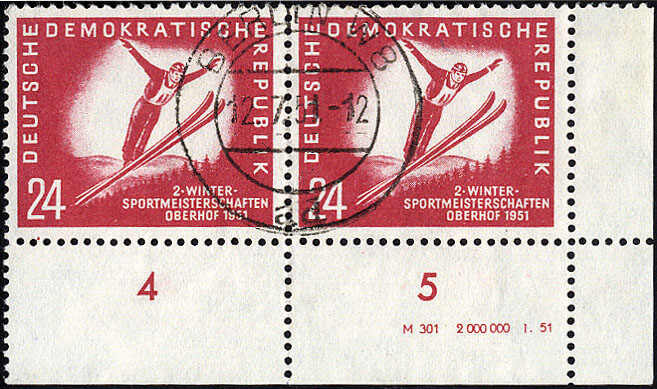 24 Pfg. Wintersport-Meisterschaft 1951 im Eckrandpaar unten rechts ...