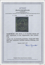 1/3 Gr. schwarz auf grün allseits voll-/breitrandig geschnitten, ...