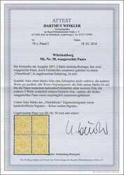 2 Mk. dunkelgelborange, 2 waagerechte Paare zusammen als 4er-Block ...