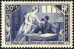 1.50 Fr. Chartier 1934 zusammen mit Nr. 303 tadellos **. Mi. 105,- ...