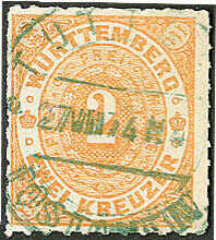 2 Kr. orange, sehr farbfrisch, gut durchstochen, mit ideal ...