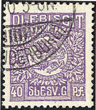 40 Pfg. violett mit PF von Feld 28 in Teilauflage "I in SCHLESWIG ...