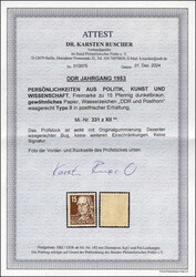 15 Pfg. dunkelbraun mit Wz. XII, bis auf ganz schwache, waagerechte ...