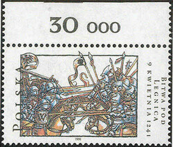 Schlacht bei Liegnitz 1991 mit fehlender Wertziffer (Farbe Rot des ...