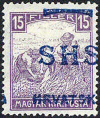 15 f Schnitter mit weisser Wertziffer, Aufdruckmarke 1918, tadellos ...