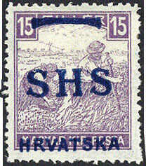 15 f Schnitter mit weisser Wertziffer, Aufdruckmarke 1918, tadellos ...