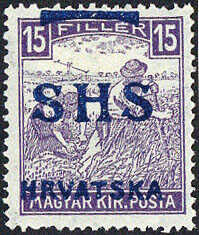 15 f Schnitter mit weisser Wertziffer, Aufdruckmarke 1918, tadellos ...