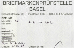 10 C. grauschwarz, senkrechter, allseits vollrandiger 3er-Streifen, ...