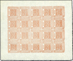 3 Pfg. rot im tadellos, wie verausgabt ungummiertem Bogen zu 20 ...